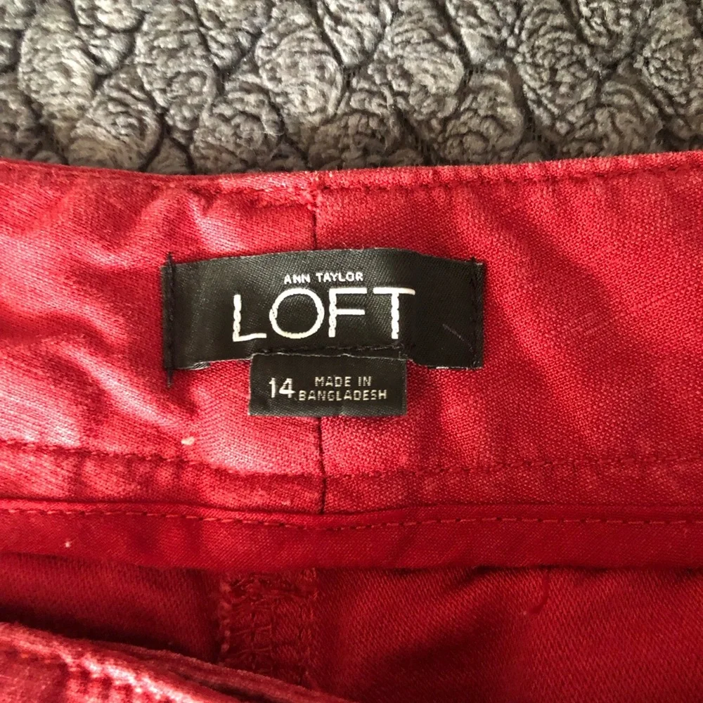 Loft Slim Ankle Crop Mid Rise Linen Blend Pants size 14 - Picture 4 of 10